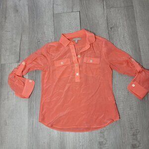 Banana Republic Silk Coral Button-Up Women's Blouse | Size XS